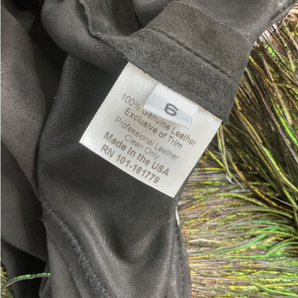 Illia Black Suede‎ Jacket with Ostrich Feather Hem Size 6 NWT - Picture 8 of 8